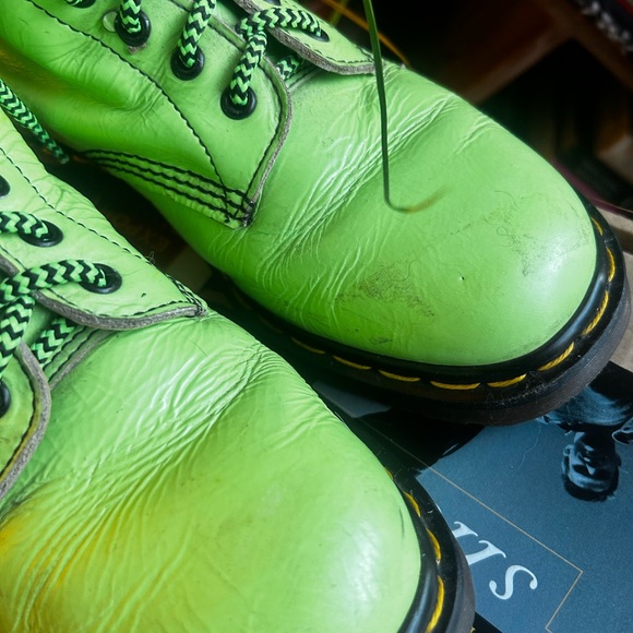 Vintage Dr. Martens Green Wet Look Boots - Picture 3 of 8